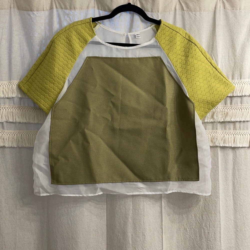 Plus size lime green and sheer crop top, size 24